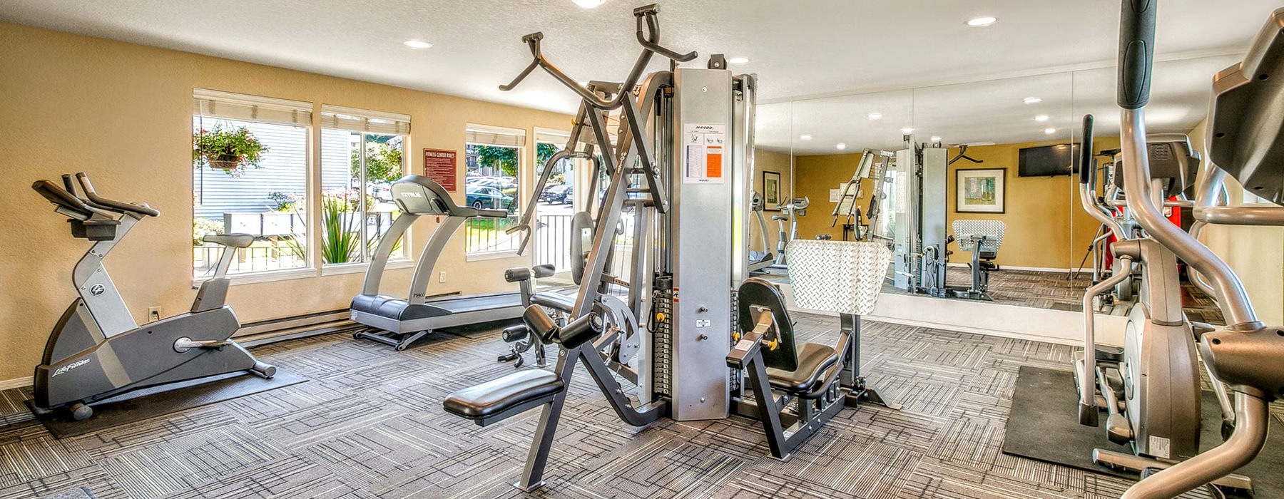 Fitness Center with weight machines and cardio machines